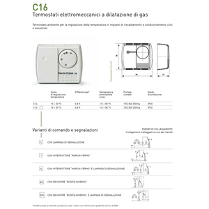 Thermostat d'ambiance électromécanique Fantini Cosmi C16 pour système CVC à expansion de gaz - Product Image 3