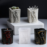 Dumo Grim Reaper Bougie Plâtre Moule Silicone DIY Aromathérapie Bougeoir Ciment Pot Halloween Décoration Maison Cadeau