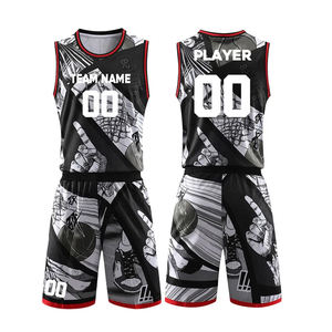 Tenues de basketball unisexes en gros, vêtements de sport personnalisés avec nom et numéro d'équipe imprimés, maillots et shorts respirants grandes tailles - Product Image 4