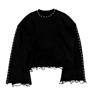 Premium 100% Cotton Oversized Distressed Sleeve Hem Full Shirts Boxy Style Streetwear Custom Logo OEM Wholesale Spring - Product Image 2