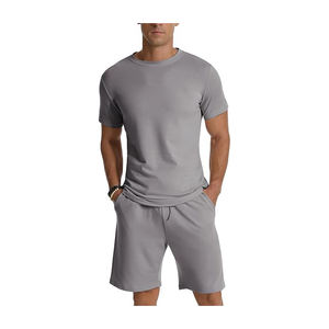 Ensemble t-shirt et short à manches courtes pour homme 100% coton de haute qualité avec 2 poches respirantes - Product Image 6