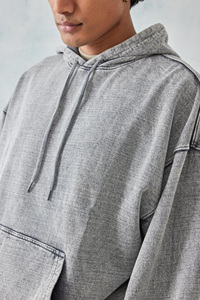 Sweat à capuche oversize grande taille pour homme, 100% coton, à fermeture éclair, dégradé, délavé à l'acide, imprimé en relief, brodé, hiver - Product Image 3