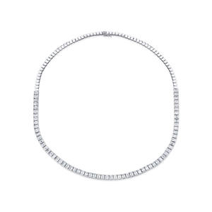 Collier de tennis en platine avec diamant émeraude (naturel) serti en métal à l'engrenage, fabrication OEM, vente en gros, vente au détail - Product Image 1