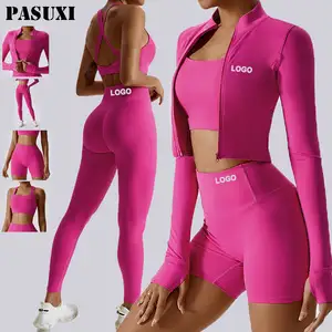 PASUXI Seamless Yoga Set Frauen Outfits Sporta nzüge Sport Reiß verschluss Kleidung Workout Trainings anzug Fitness Sportswear Sporta nzug
