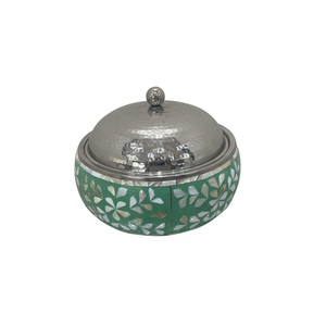 Hammered Patterned Server <b>Hot</b> <b>Pot</b> Nickel Plated Finishing Rounded Shape Lid Food Serving <b>Hot</b> <b>Pot</b> Elegant Design Double Wall Item - Product Image 5