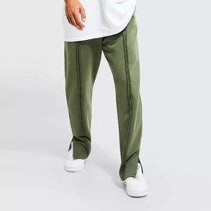 Pantalon de survêtement évasé vert et délavé de qualité supérieure pour homme, pantalon de survêtement évasé en coton avec cordon de serrage élastique - Product Image 5