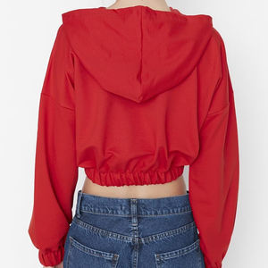 2026 femmes Jersey haut court à capuche à manches longues pull hiver avant et arrière Logo Position polaire OEM Service - Product Image 3