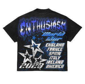 Diseño totalmente personalizado y logotipo gráfico OEM servicio unisex 100% algodón 320gsm ligero camiseta de gran tamaño a precio al por mayor - Product Image 1