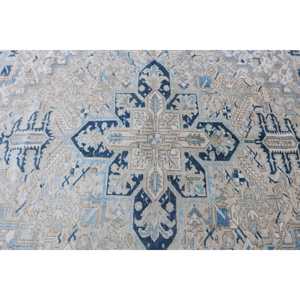 Alfombra, 8.4x9.9 pies, Alfombra Vintage, Alfombra Azul Sólida de Lana - Product Image 5