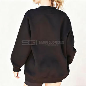 Sweat-shirt à capuche oversize en coton biologique tissé pour femme, décontracté, lourd, pour l'hiver, avec broderie sur le devant - Product Image 4