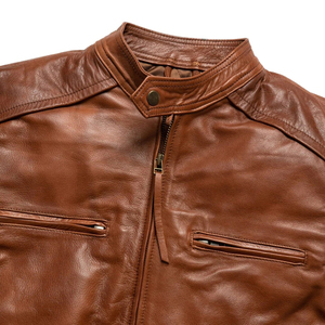 Ropa para montar en moto, chaqueta de cuero de carreras marrón, chaqueta de cuero de piel de vaca a la moda, chaqueta personalizada de talla grande para hombres, envío DDP - Product Image 2