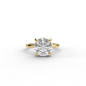 Bague de fiançailles/mariage solitaire en diamant de laboratoire rond certifié IGI en or blanc/rose et jaune 9 carats - Product Image 6