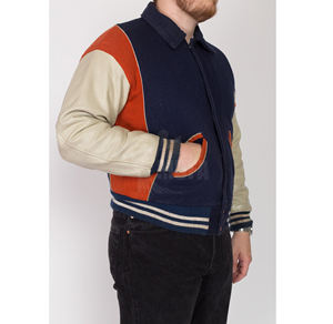 แจ็กเก็ตเบสบอลฤดูหนาวปรับแต่งได้ปรับแต่งได้คอปกตั้งทำด้วยผ้าขนสัตว์ปักด้วยกำมะหยี่สไตล์มหาวิทยาลัยลำลองย้อมสีเรียบ - Product Image 3