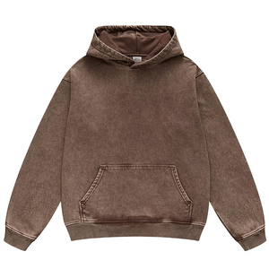 Streetwear Sweat à capuche en coton éponge française lavage à l'acide Vintage Logo personnalisé surdimensionné Stone Wash Sun Faded Distressed Hoodie - Product Image 1