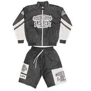 Custom Color Block <b>Men</b> Sets Two Piece <b>Shorts</b> and Jacket Tracksuit Full <b>Zip</b> up Nylon <b>Men's</b> Training Wear Windbreaker <b>Short</b> Set - Product Image 1