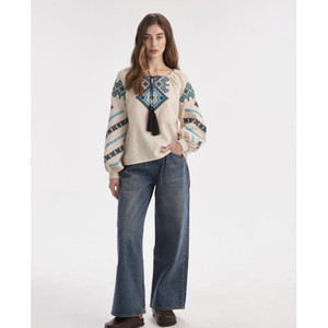 Vestido bohemio de algodón Vintage para mujer, cuello en U, con cordones, bordado, manga farol, de talla grande, ropa informal de verano de estilo africano - Product Image 2