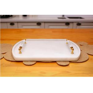 Plateau en marbre blanc de luxe fait à la main fabrication indienne meilleur prix pour une utilisation intérieure dans les restaurants villas décoration intérieure cadeaux - Product Image 2