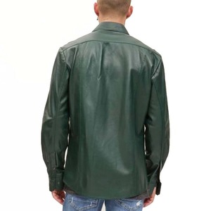 2025เสื้อเชิ๊ตหนังแขนยาวติดกระดุมสำหรับผู้ชายเสื้อยืดทรงหลวมสไตล์สตรีท - Product Image 5