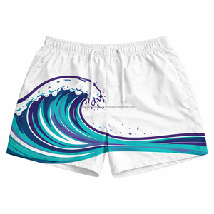 Shorts vintage en nylon à motif floral, séchage rapide, pour l'été et la plage, avec poches zippées, cordon de serrage, logo personnalisé, OEM, vente en gros - Product Image 3