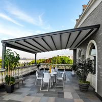 Pergola rétractable à commande à distance, pliante, en aluminium, avec éclairage LED, pare-soleil mural pour patio, jardin, balcon, terrasse, hôtel