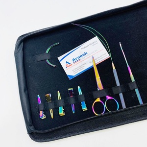 Rainbow Multi-Style Straight Remy Extension Tools Kit Including Tape Plier <b>Micro</b> Link Plier Chain Nose Plier Clips Hook Scissor - Product Image 5