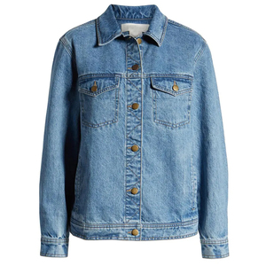 Veste universitaire à manches longues en toile respirante pour femme avec décoration de poche au design classique vieilli de longueur régulière - Product Image 2