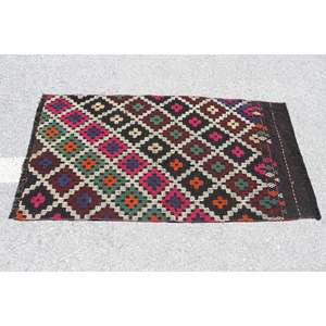 Alfombra de 2.6x5 pies, Alfombra Turca Vintage, Alfombra de Lana con Estampado Animal en Negro y Verde - Product Image 3