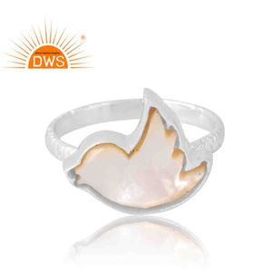 Anillo de piedras preciosas de nácar Natural de Plata de Ley 925, joyería personalizada para mujer, regalo para ella - Product Image 3