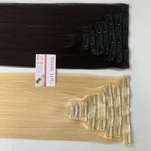 Clip en el cabello Sin fibra sintética Cutícula alineada Venta al por mayor Extensiones de cabello humano Proveedor Colores personalizables Envío a todo el mundo