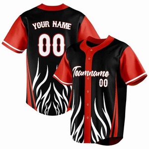 Uniformes de softball pour adultes OEM imprimés sur mesure, respirants, antibactériens, séchage rapide, maillots ras du cou à boutons complets, vêtements de grande taille - Product Image 1