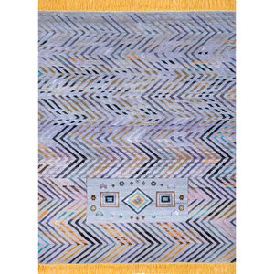 Manchaha Ivory Hand Knotted Wool Bamboo Silk Rug 10mm Thick Geometric Abstract Pattern <b>Rectangular</b> Hallway for Home Use-Les-1292 - Product Image 1