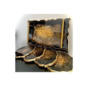 Bandeja de resina con forma de flor de alta calidad, juego de posavasos de Color verde para restaurantes y suministros de Hotel, juego de bandejas de servicio de resina - Product Image 6