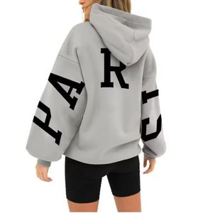 Sudadera con capucha de manga larga con estampado de moda de alta calidad para mujer, sudadera con logotipo personalizado, sudaderas con capucha de gran tamaño de lana, ropa de calle para mujer - Product Image 6