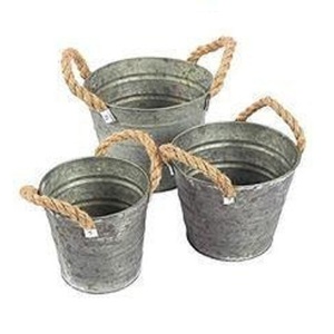 Cubo de hoja galvanizada duradera con mango de cuerda Uso de jardín interior y exterior multiusos para soporte de hielo o jardinería - Product Image 3