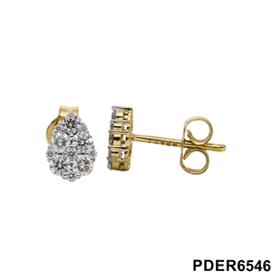 ต่างหูก้อนเพชรสีทอง14K 0.65CTW เครื่องประดับเพชรทรงกลมและบาแกตต์ - Product Image 3