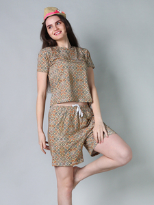 Distribuidor de confianza que vende calidad duradera 100% algodón señoras ropa de dormir de punto media manga dos piezas pijama pantalones cortos conjunto India - Product Image 2