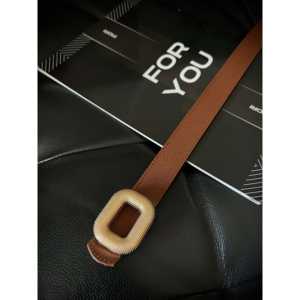 Ceinture en cuir de vachette pour femme avec boucle dorée de 3 cm - Product Image 3