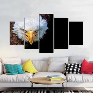 งานศิลปะติดผนังรูปนกอินทรีหัวโล้นอันงดงาม: ของตกแต่งผ้าแคนวาสแบบพิมพ์ลาย ชุดผ้าแคนวาสแบบผสม 5 ชิ้น - Product Image 1