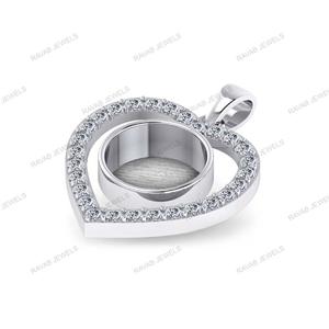 925 Sterling Fine Silver 10mm Minimaliste Coeur Pendentif en Mariage Personnalisé Pre Notch Couple Souvenir avec Zircon Pour Femmes Bijoux - Product Image 5