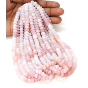 ลูกปัดโอปอลสีชมพูทรงรอนเดล: ร้อยเป็นสายยาว 15 นิ้ว, พลอยเรียบ, สำหรับทำเครื่องประดับ - Product Image 4