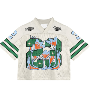 SPORTSWORLD fábrica personalizada hombre recortada de gran tamaño Vintage Streetwear deportes Retro americano Boxy malla camiseta fútbol/fútbol - Product Image 4