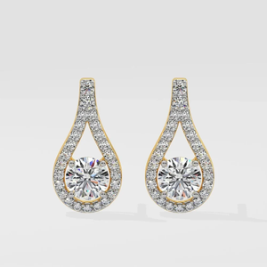 Boucles d'oreilles pendantes en diamant de culture pour femmes, taille ronde, or blanc 14 carats, couleur E, certifiées IGI, style romantique - Product Image 1