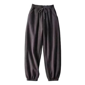 Pantalones de correr deportivos personalizados para mujer, venta al por mayor, pantalones de calle de lana de algodón, pantalones planos decorados con encaje de Invierno para mujer - Product Image 1