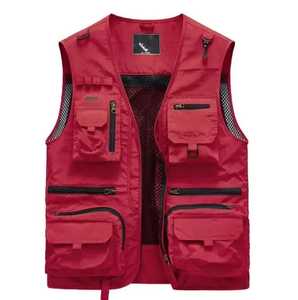 เสื้อกั๊กใส่ลำลองสำหรับผู้ชาย, เสื้อกั๊กผ้าฝ้าย100% ระบายอากาศได้ดีหลายกระเป๋าสำหรับปีนเขาถ่ายรูปและตกปลา - Product Image 6