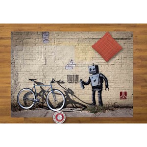 Tapis Banksy Robot Graffiti : Tapis d'entrée imprimé en 3D, tapis en chenille - Product Image 2