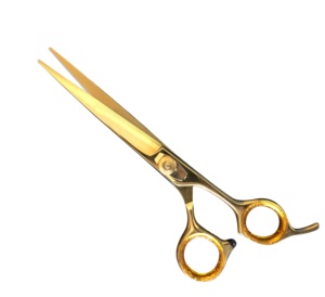 GEM Ensemble de salon de coiffure Kit doré avec ciseaux à lame de rasoir et ciseaux à effiler Manche en acier inoxydable Peignes de beauté - Product Image 1