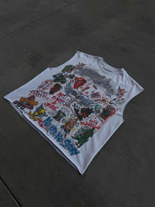 เสื้อกล้ามผ้าฝ้ายวินเทจสไตล์ทำสีซีดแบบย้อมกรด พิมพ์ลาย DTG ทรงโอเวอร์ไซส์ สตรีทแวร์ เสื้อยืดแขนกุด - Product Image 2