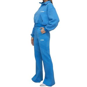 Ensemble de survêtement pour femmes avec fermeture éclair et pantalon à volants, ensemble 2 pièces, designs de survêtements de jogging pour femmes - Product Image 3