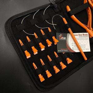 Kit d'extension de cheveux noués à la main avec outils en acier inoxydable orange, aiguille à coudre, pinces, ciseaux-pour extensions de cheveux humains - Product Image 6