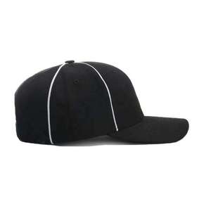Casquette de baseball sportive noire imperméable à 6 panneaux avec passepoil blanc contrastant, ajustée, unisexe, décontractée, couleur unie, en coton, personnalisable - Product Image 5